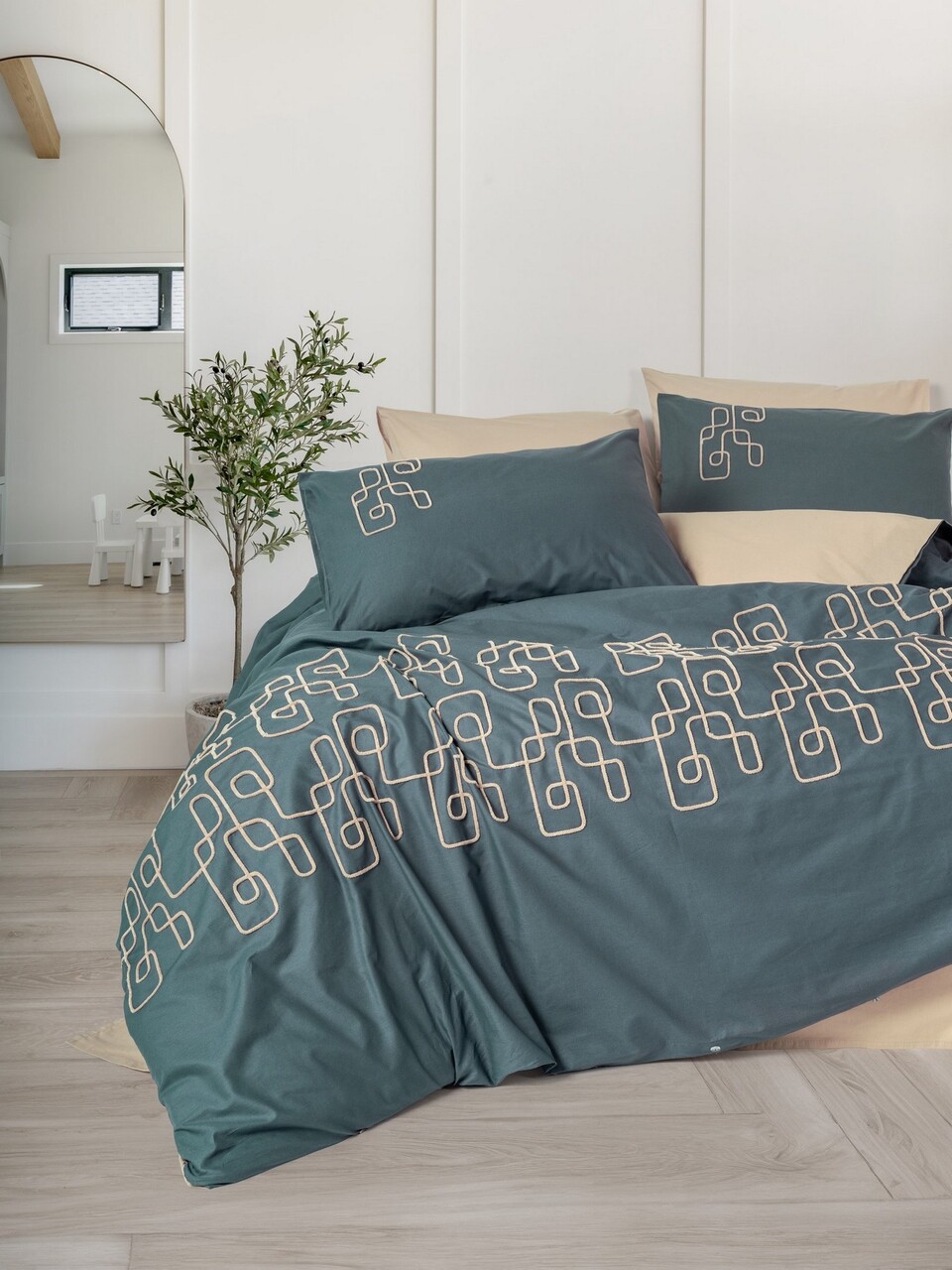 Lenjerie de pat dubla, L'essentiel Maison, Kerja, Bej - imagine 3